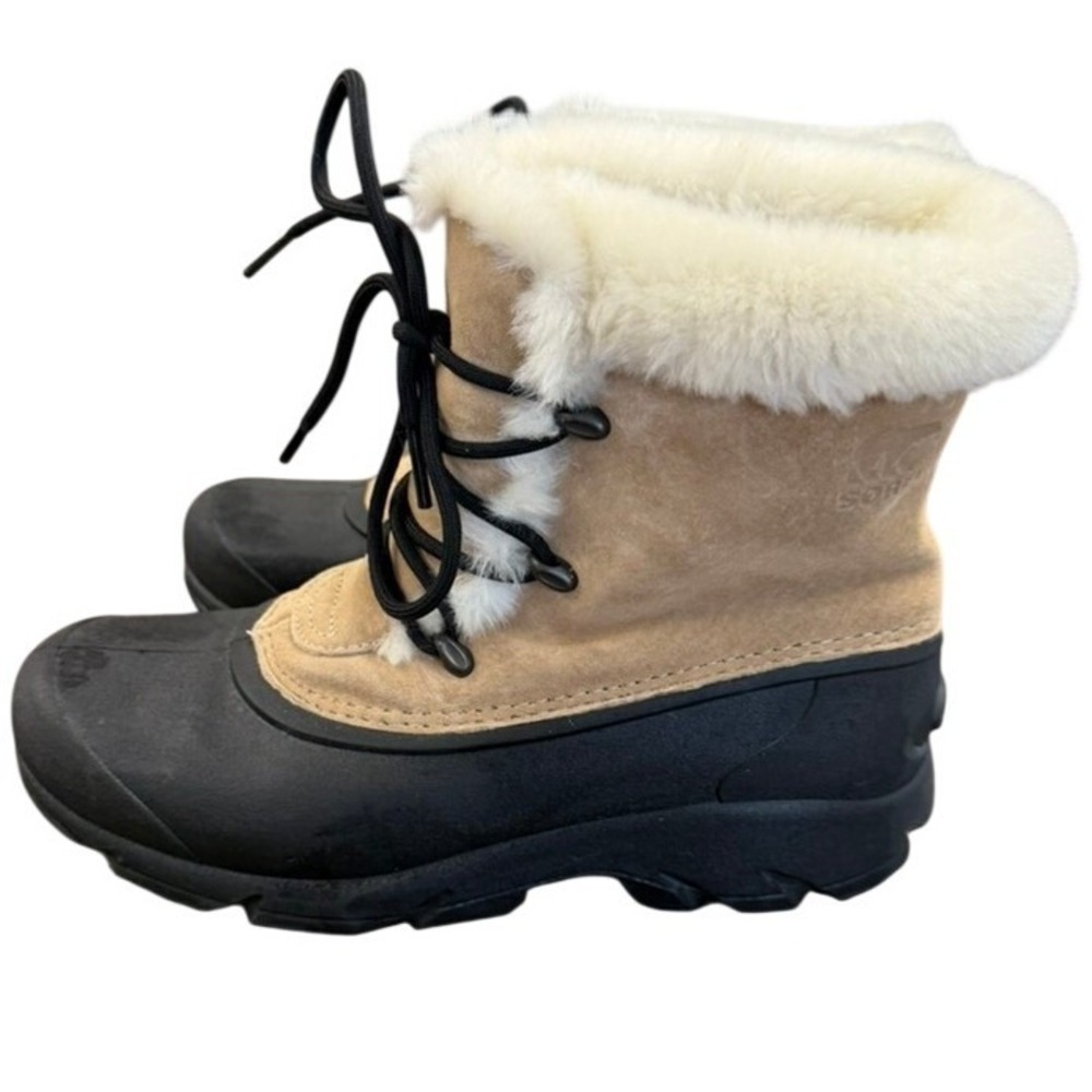 Sorel Tivoli IV Women 8 Camel Brown Black Waterproof Faux Fur Winter Boot NL3482